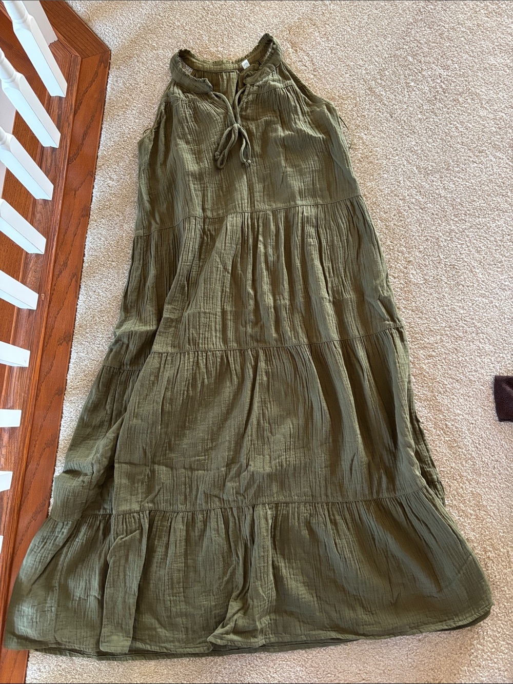 Olive Green Tiered Maxi Dress